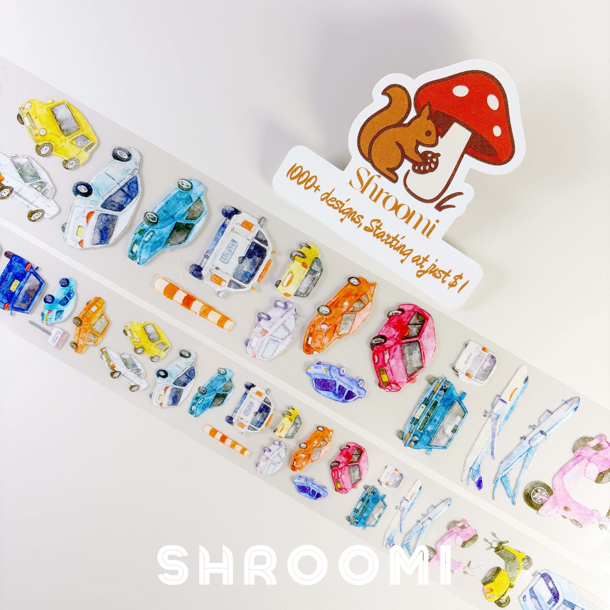 City Vehicles PET Tape City Vehicles PET Tape – Hand-drawn Car Design Tape