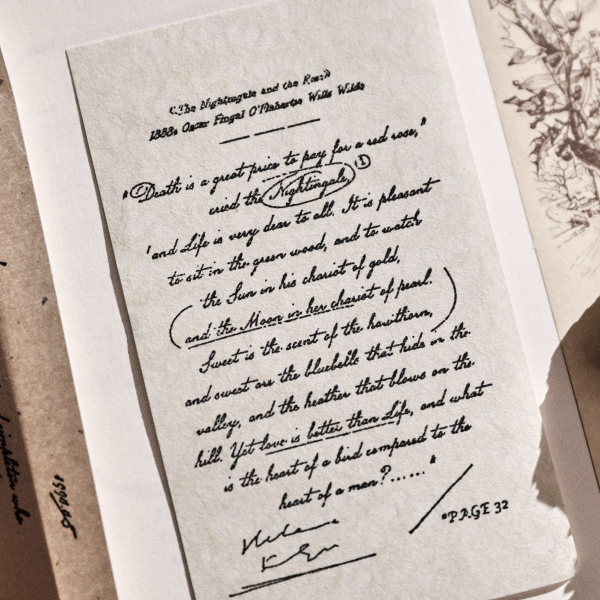 Vintage wooden stamp set with literary text designs