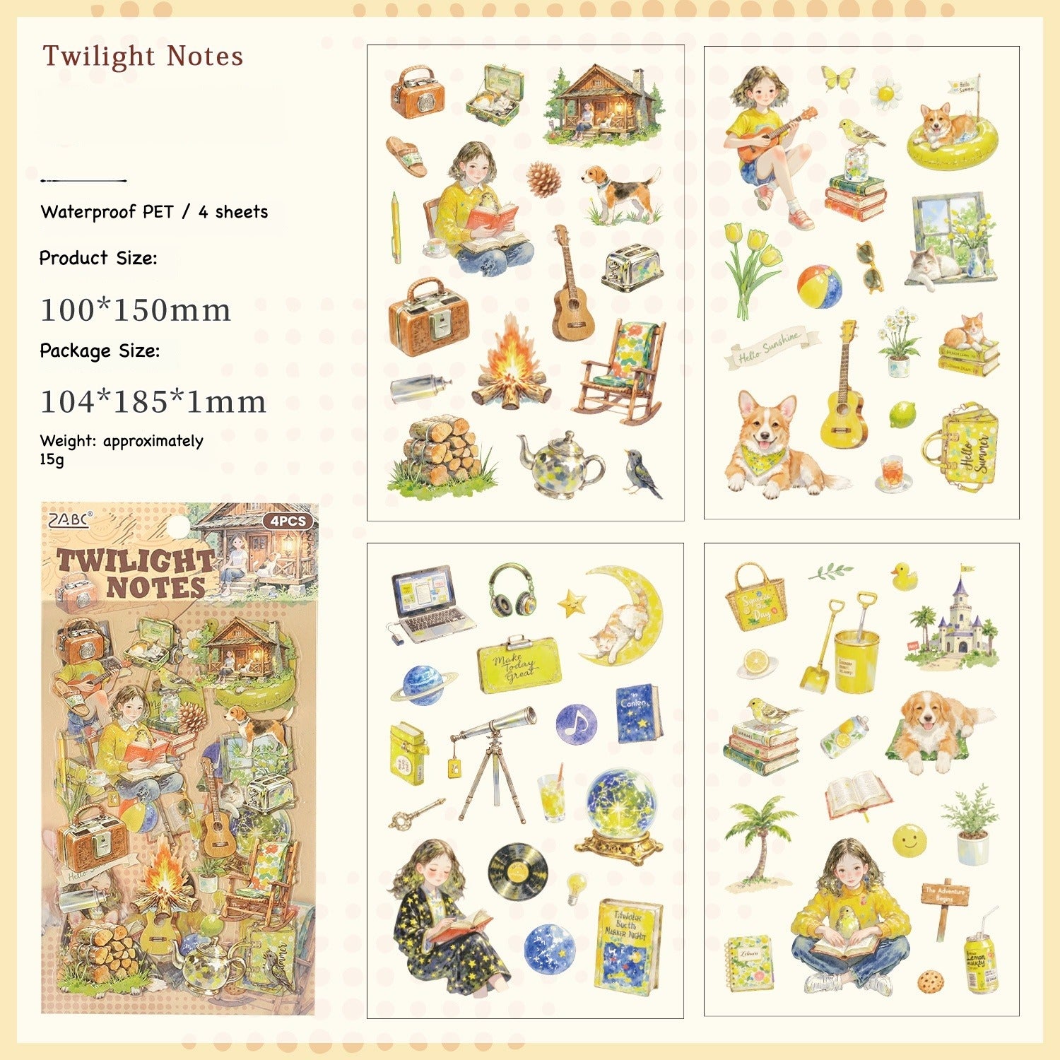 Storybook adventures sticker pack – illustrated character scenes in seasonal settings