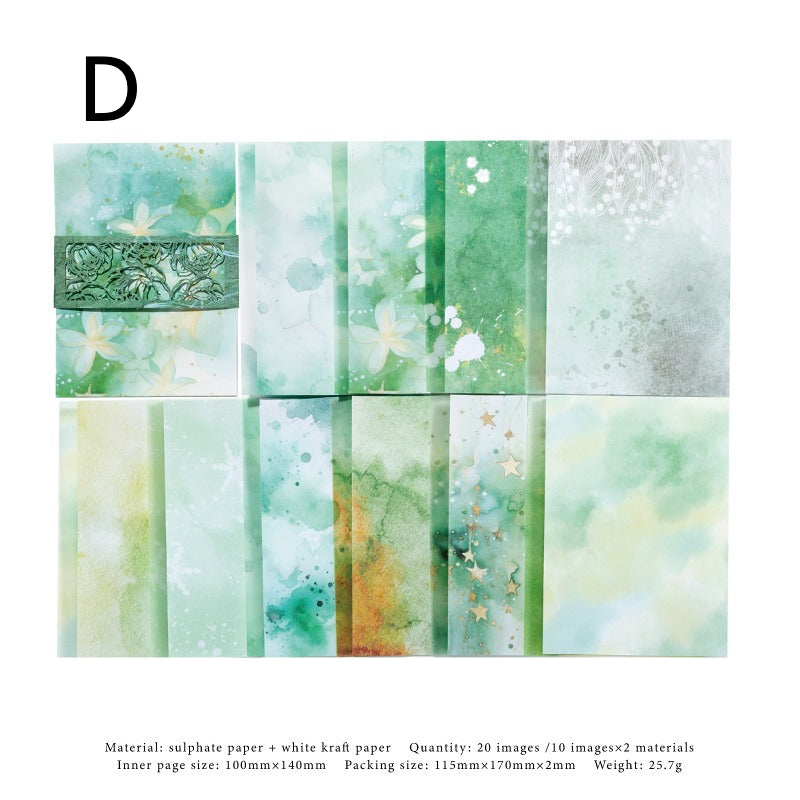 Watercolor wash scrapbooking paper with die-cut lace floral border detail