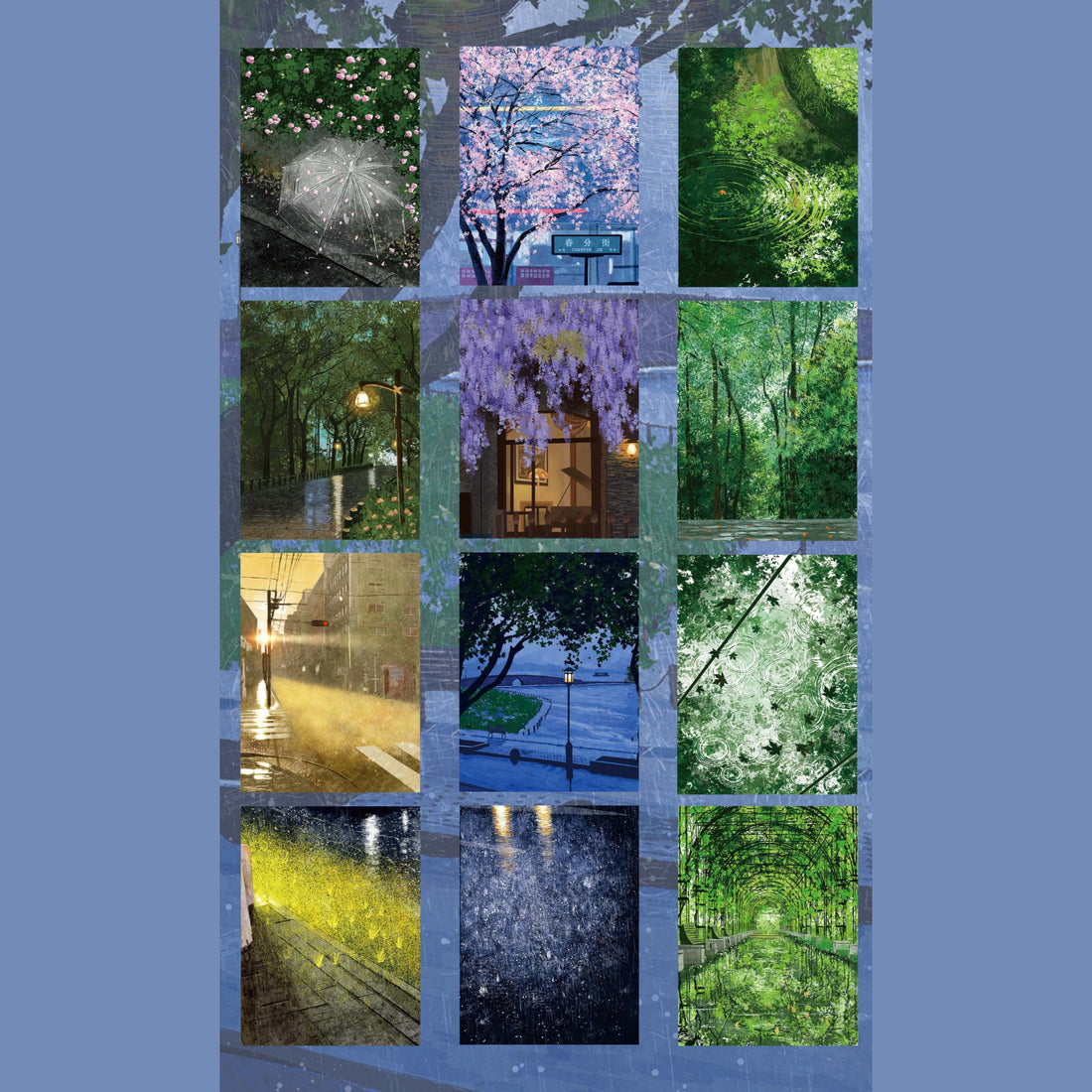 Rainy scene background decorative tape