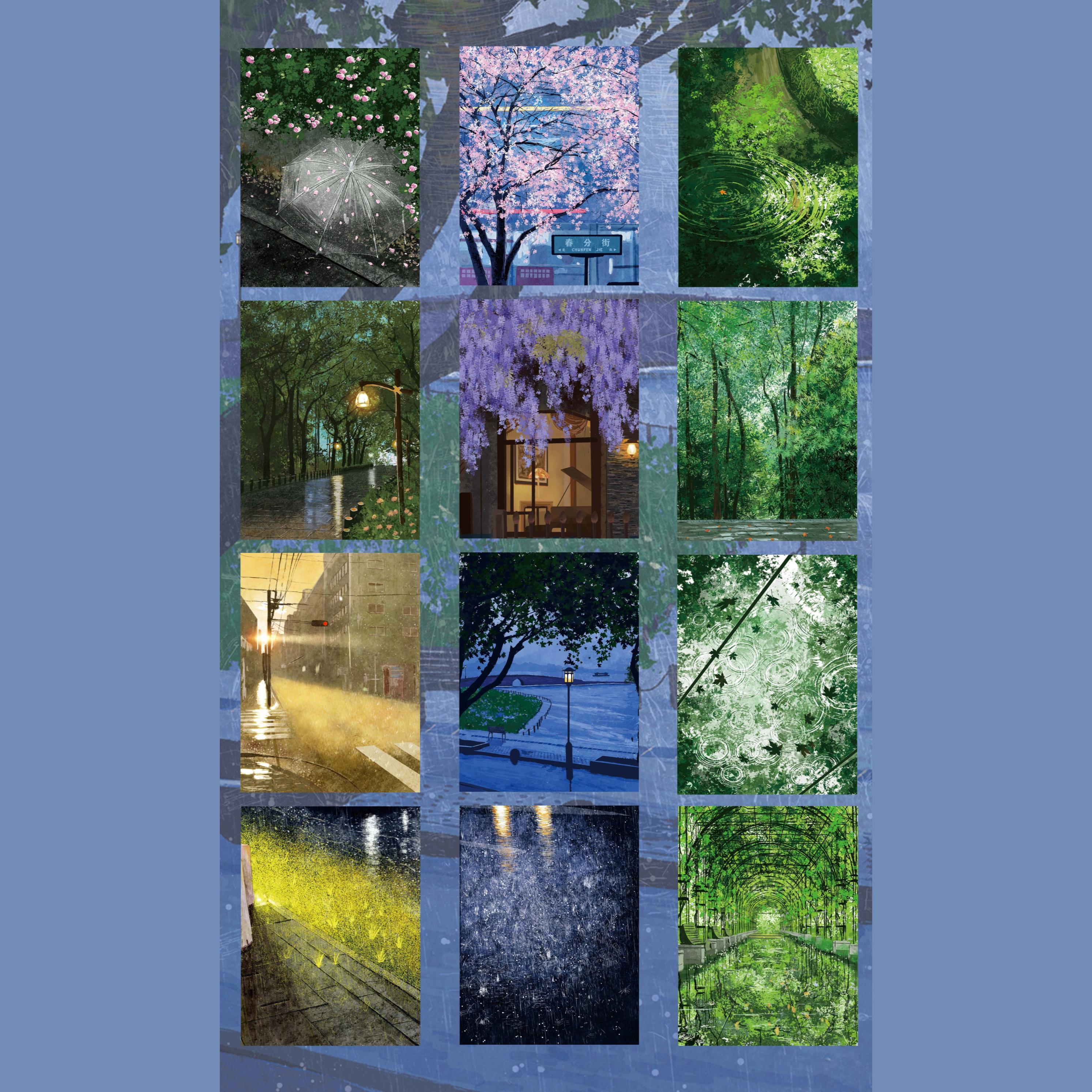 Rainy scene background decorative tape