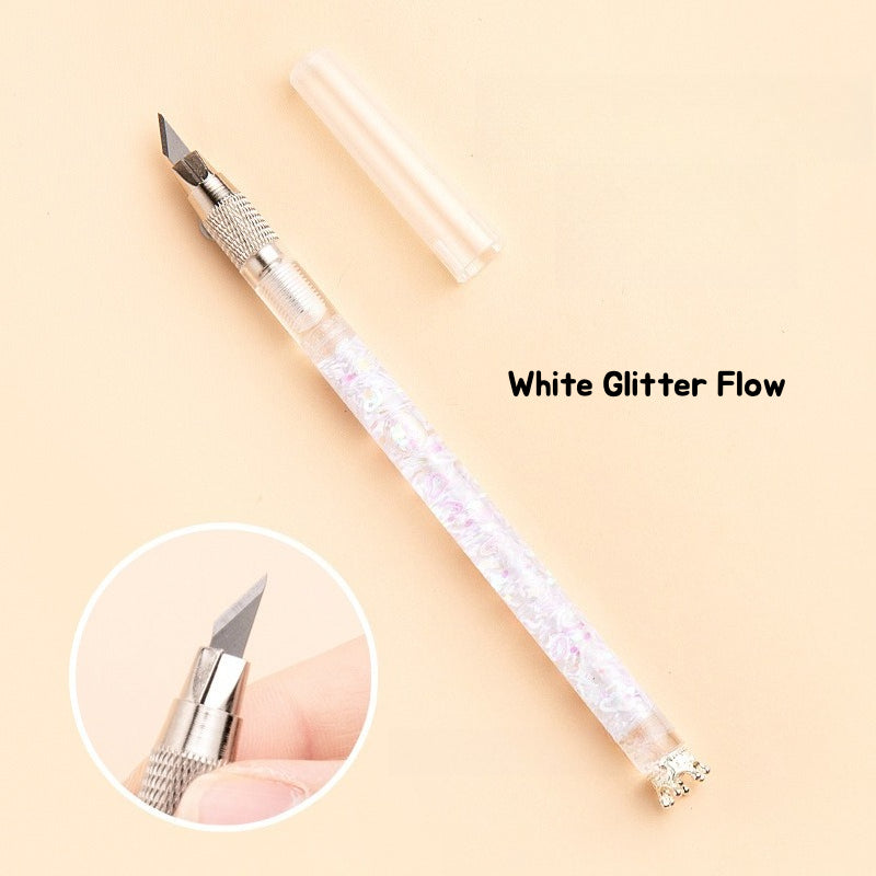 Shimmering Sands Hobby Knife GleamFlow Craft Knife | Liquid Sand Pen Cutter for Journaling & DIY Crafts – 22mm Blade, 130mm Handle