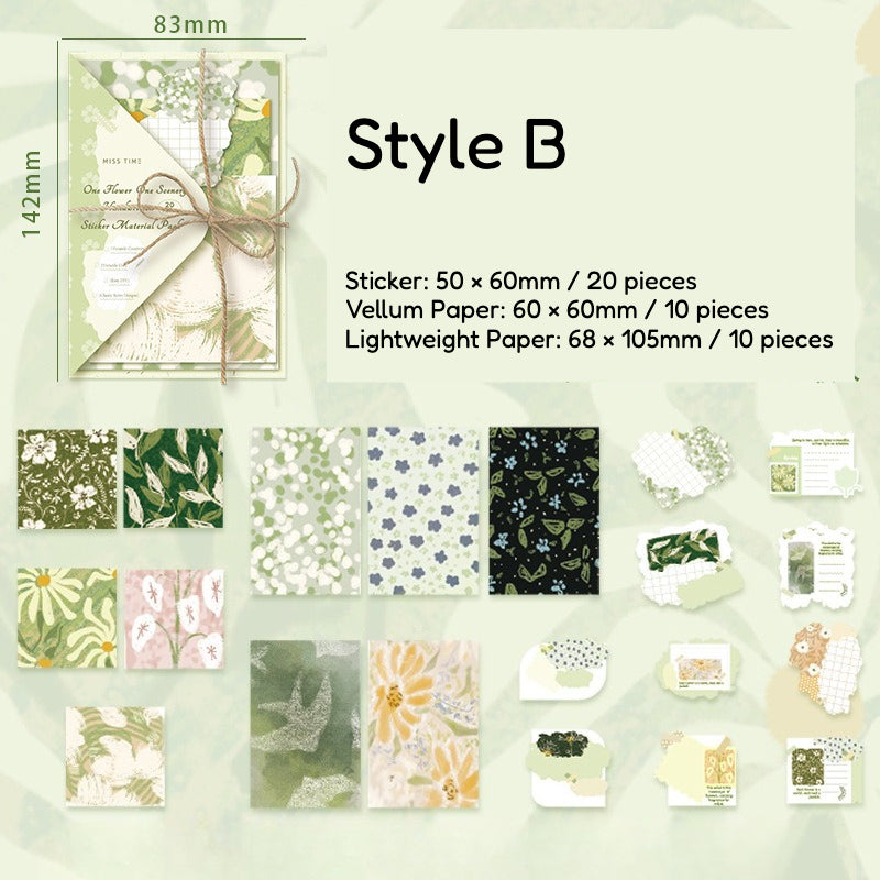 Dreamy floral sticker pack with soft flower and scenery designs