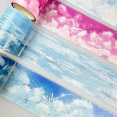 Blue Cloudscape Washi Tape – Sky Scenery for Journaling & Scrapbooking - Shroomi