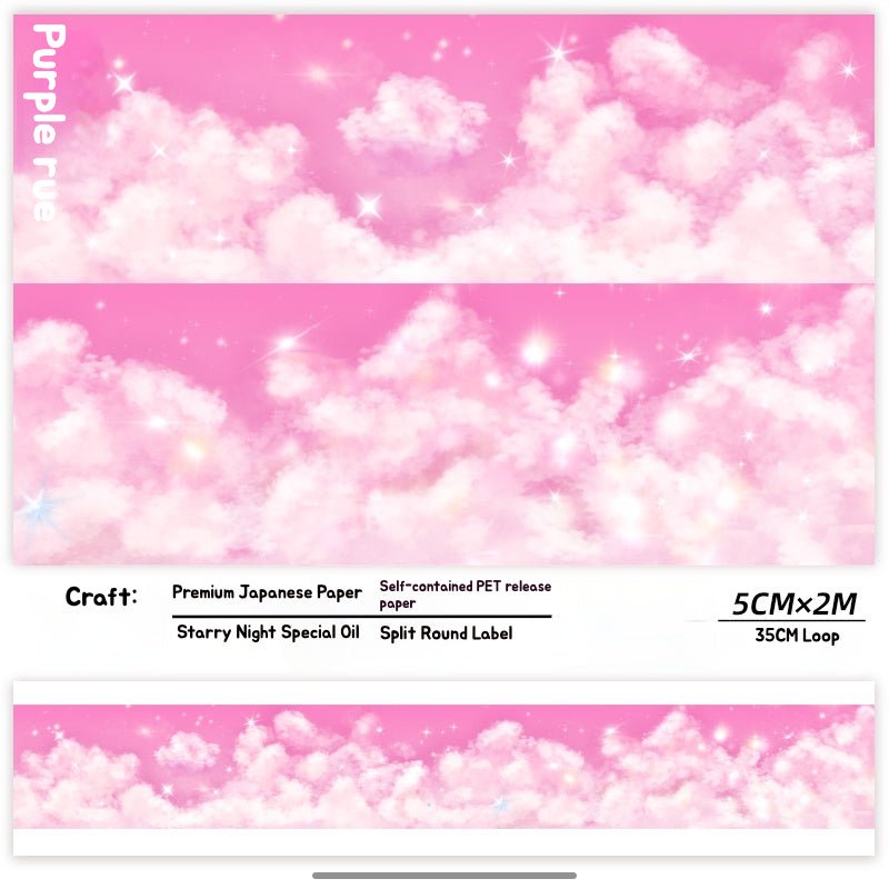 Blue Cloudscape Washi Tape – Sky Scenery for Journaling & Scrapbooking - Shroomi