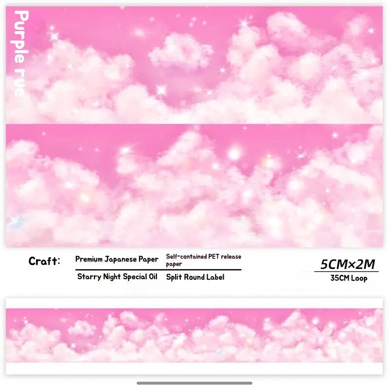 Blue Cloudscape Washi Tape – Sky Scenery for Journaling & Scrapbooking - Shroomi