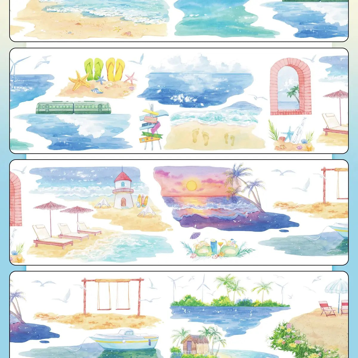 Azure Holiday PET Tape Azure Holiday Shell Gloss PET Tape | Seaside & Beach Scenery