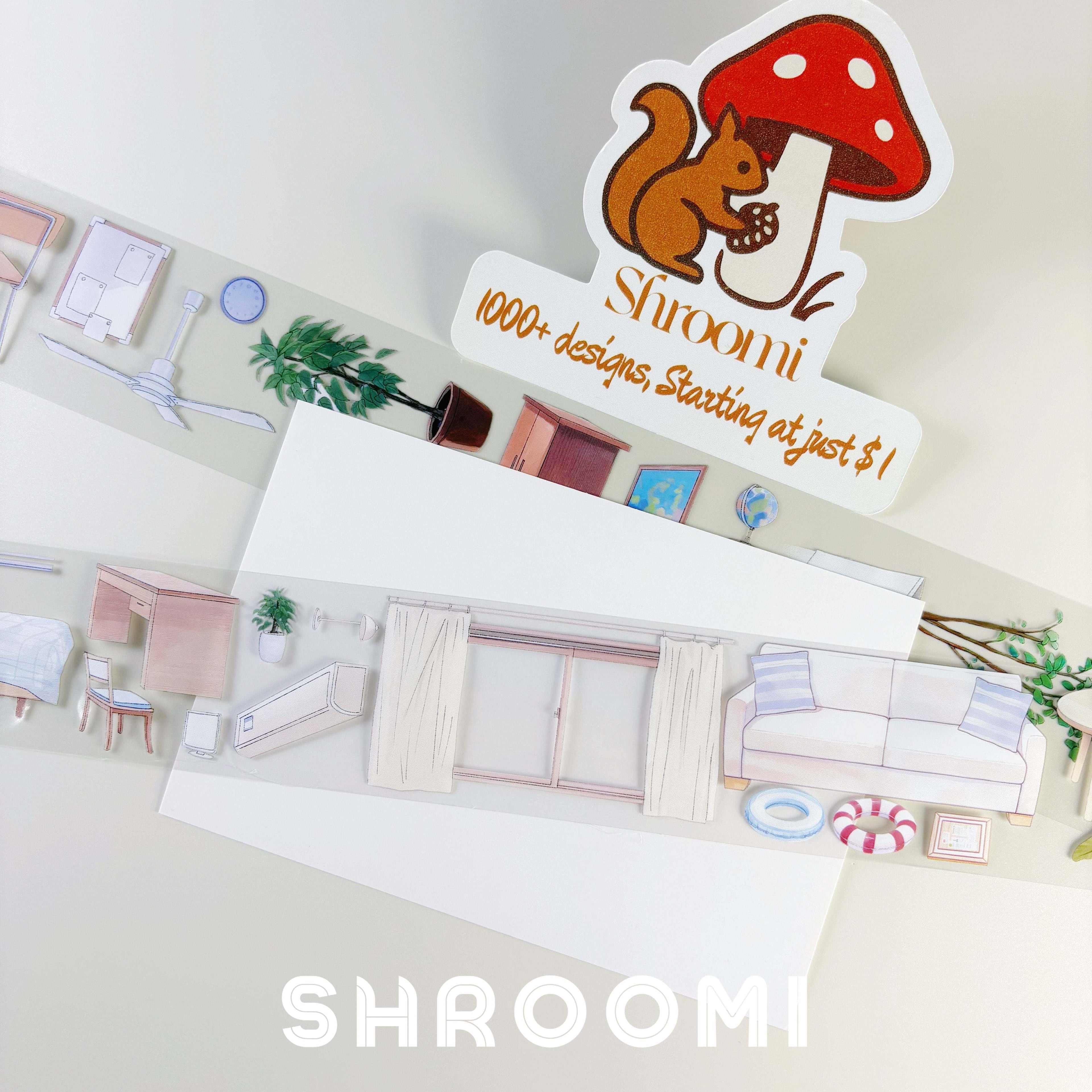 Shroomi modern furniture PET tape display with decorative shapes