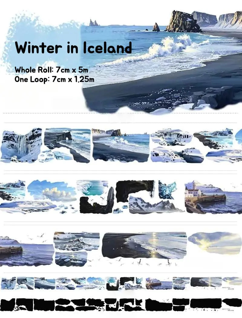 Iceland Scenery PET Tape Iceland Scenery PET Tape | Monochrome Landscape & Travel Tape