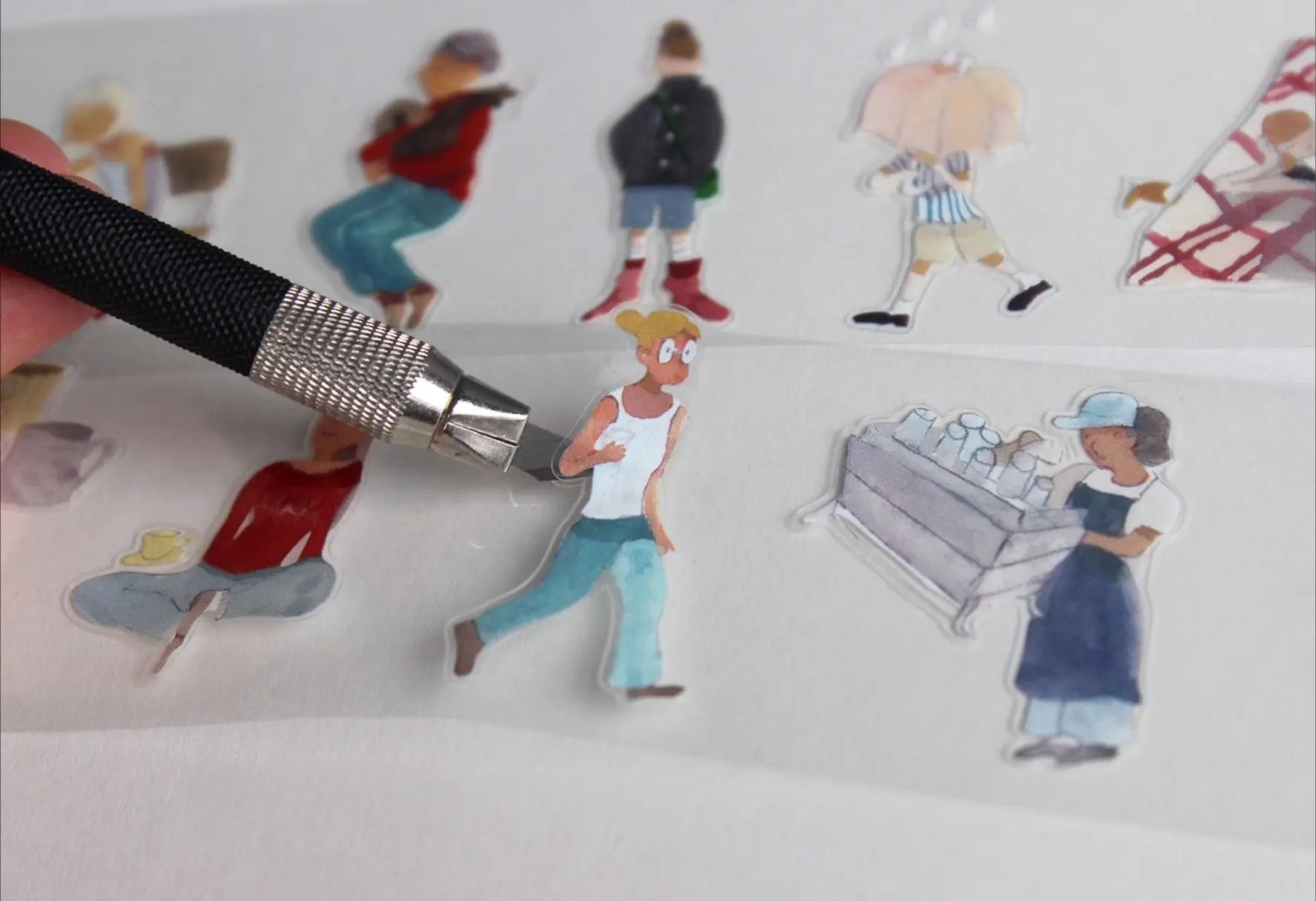 Character Tape Set – Walk & Coffee Walk & Coffee Pre-cut Character Tape | Artistic People Stickers