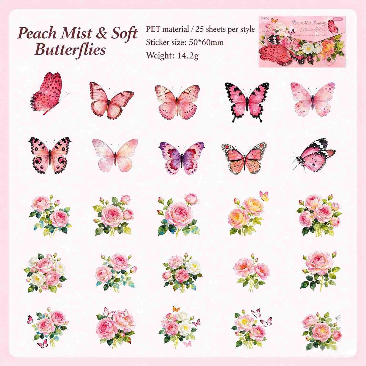 Peach Mist & Soft Butterflies style: pink butterflies and roses