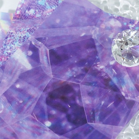Holographic laser-effect sticker sheet with fragmented starry-sky pattern