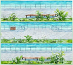 Washi tape featuring a serene coastal pathway with a tiled promenade and lush greenery, by Shroomi