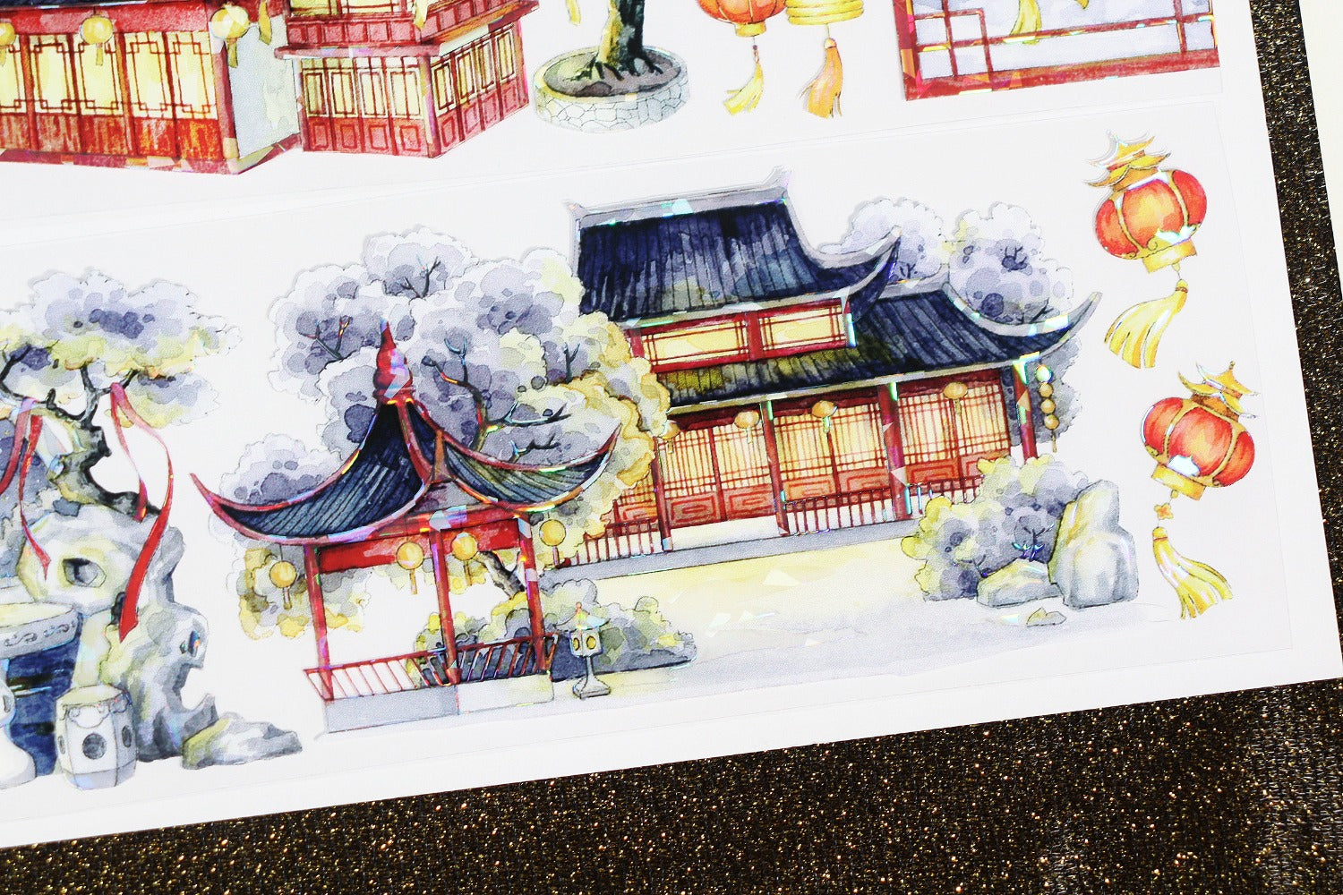 Moonlit Night Lanterns Washi Tape - Pearlescent Shimmer PET Decorative Tape