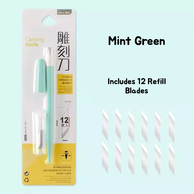 Colorful Exacto Craft Knife, Hobby Knife ColorWhirl Craft Knife | Precision Pen Cutter for Paper, Tape & Wood Carving – Includes 12 Blades