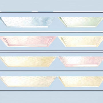 PET tape featuring illustrated skylight ceiling panels in soft glowing pastel colors