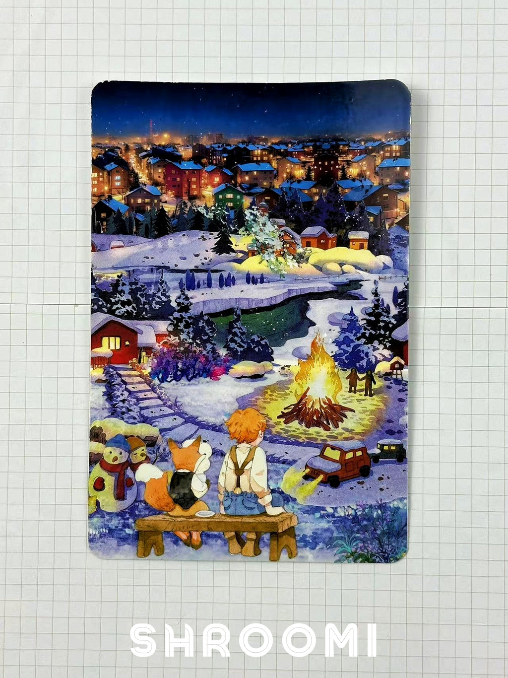 Snowy Night City Background PET Tape
