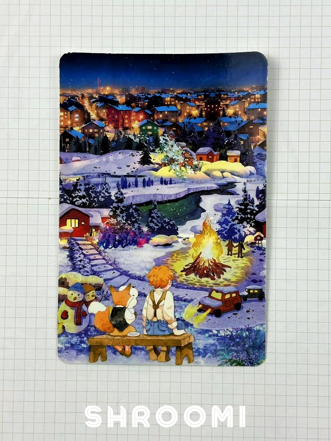 Snowy Night City Background PET Tape