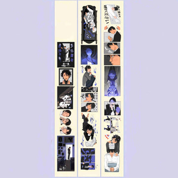 Three strips of anime boy illustration washi tape