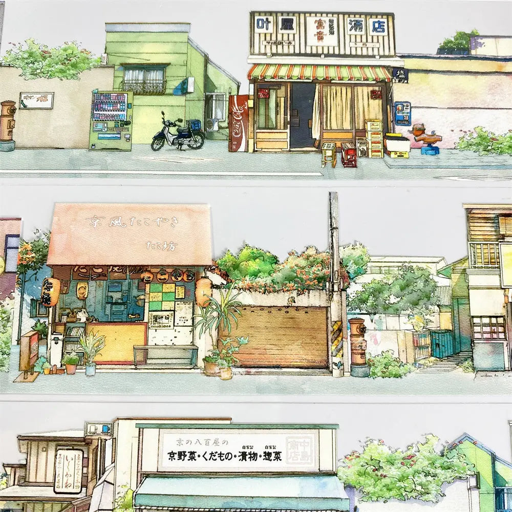 Japanese Street PET Tape - 2 Styles Japanese Street PET Tape – Retro Town & Daily Life Scenery | Shroomi