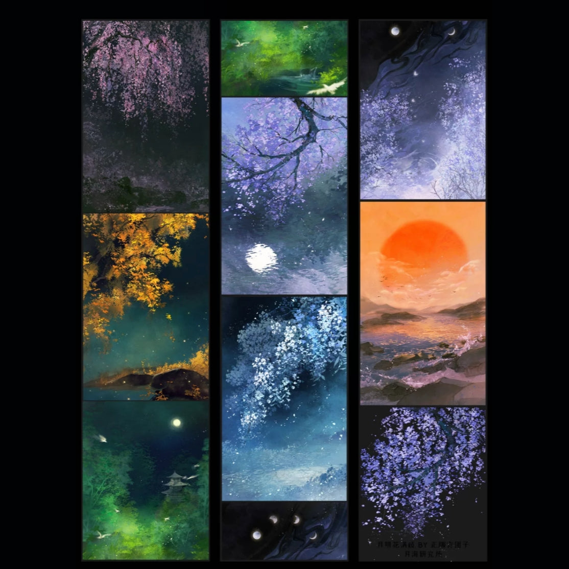 Moonlit blossoms PET background tape for journaling and scrapbooking