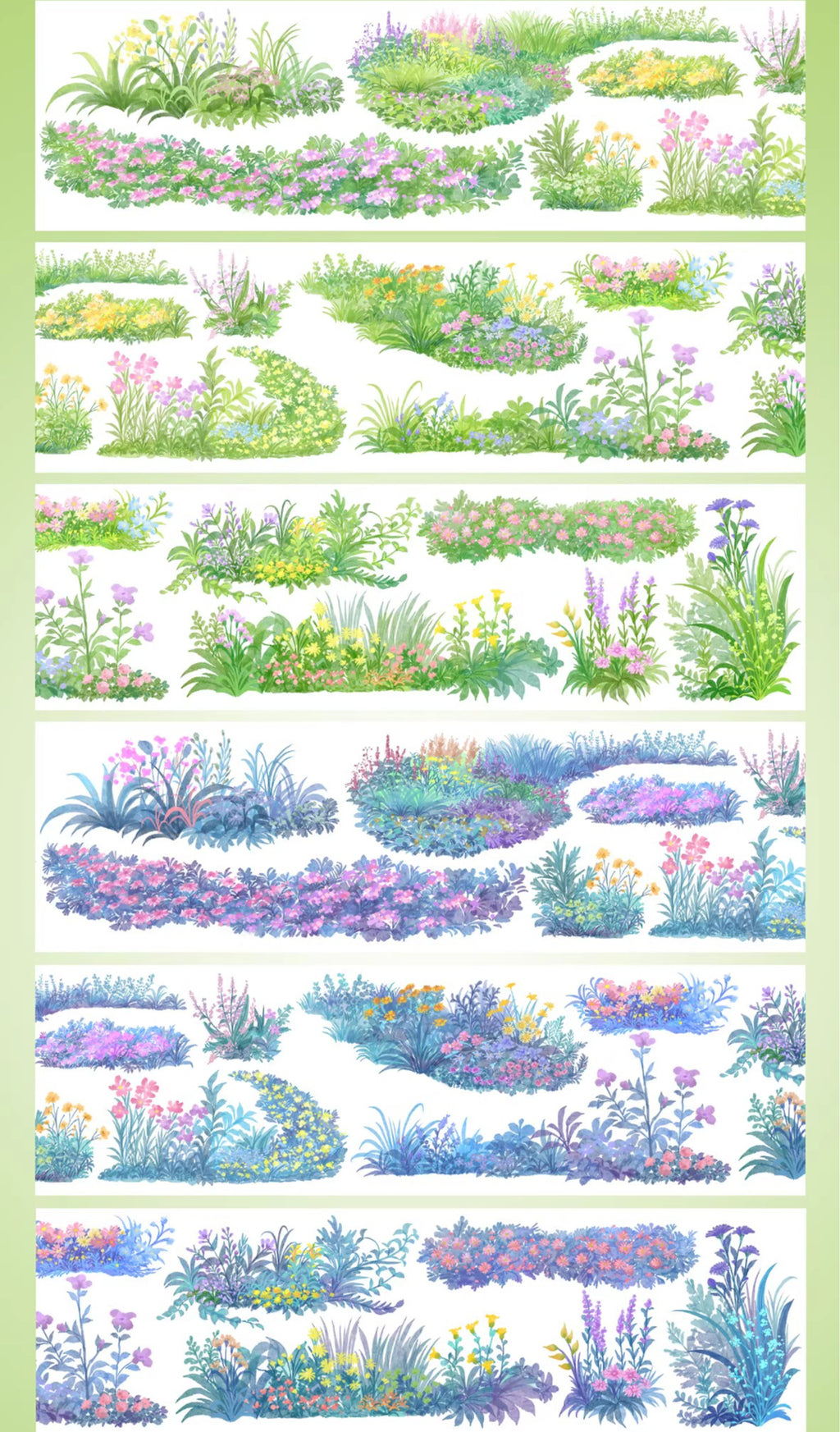 Little Blossom Field – Day & Night PET Tape Little Blossom Field Washi Tape – Day & Night Floral Scenery Tape for Journaling & Diorama Design