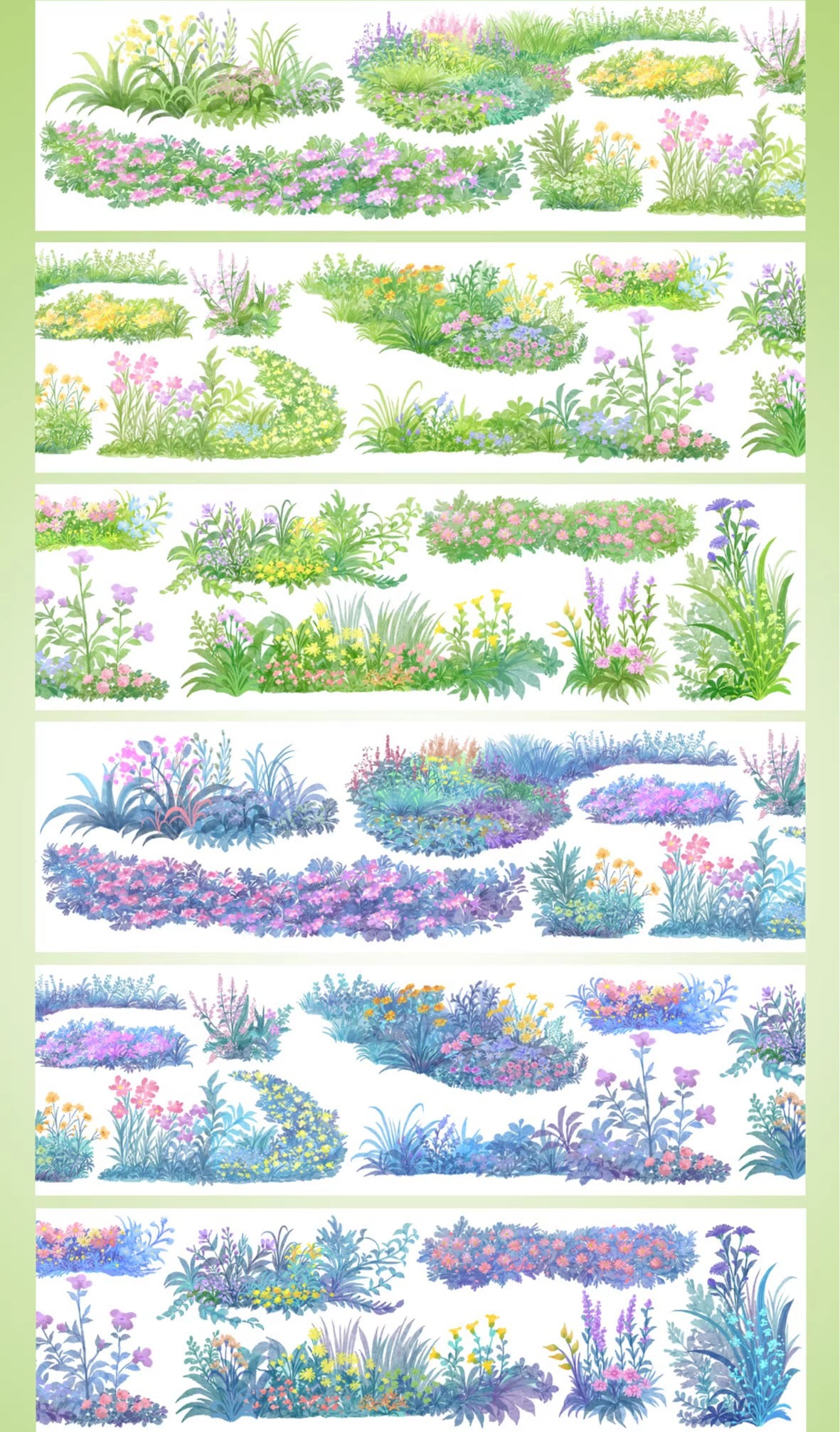 Little Blossom Field – Day & Night PET Tape Little Blossom Field Washi Tape – Day & Night Floral Scenery Tape for Journaling & Diorama Design