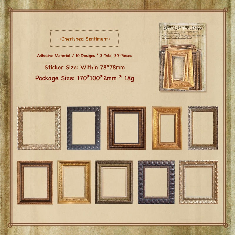 Vintage gold picture frame sticker pack – ornate antique gold frames for memory keeping and journaling