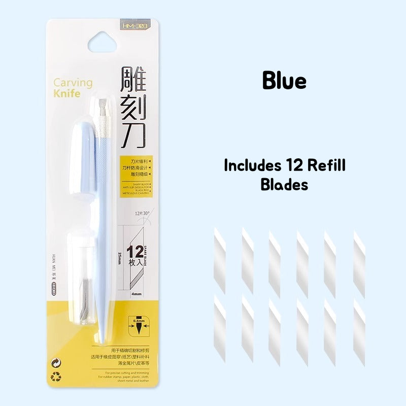 Colorful Exacto Craft Knife, Hobby Knife ColorWhirl Craft Knife | Precision Pen Cutter for Paper, Tape & Wood Carving – Includes 12 Blades