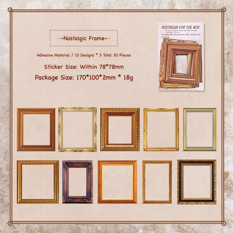 Vintage gold picture frame sticker pack – ornate antique gold frames for memory keeping and journaling