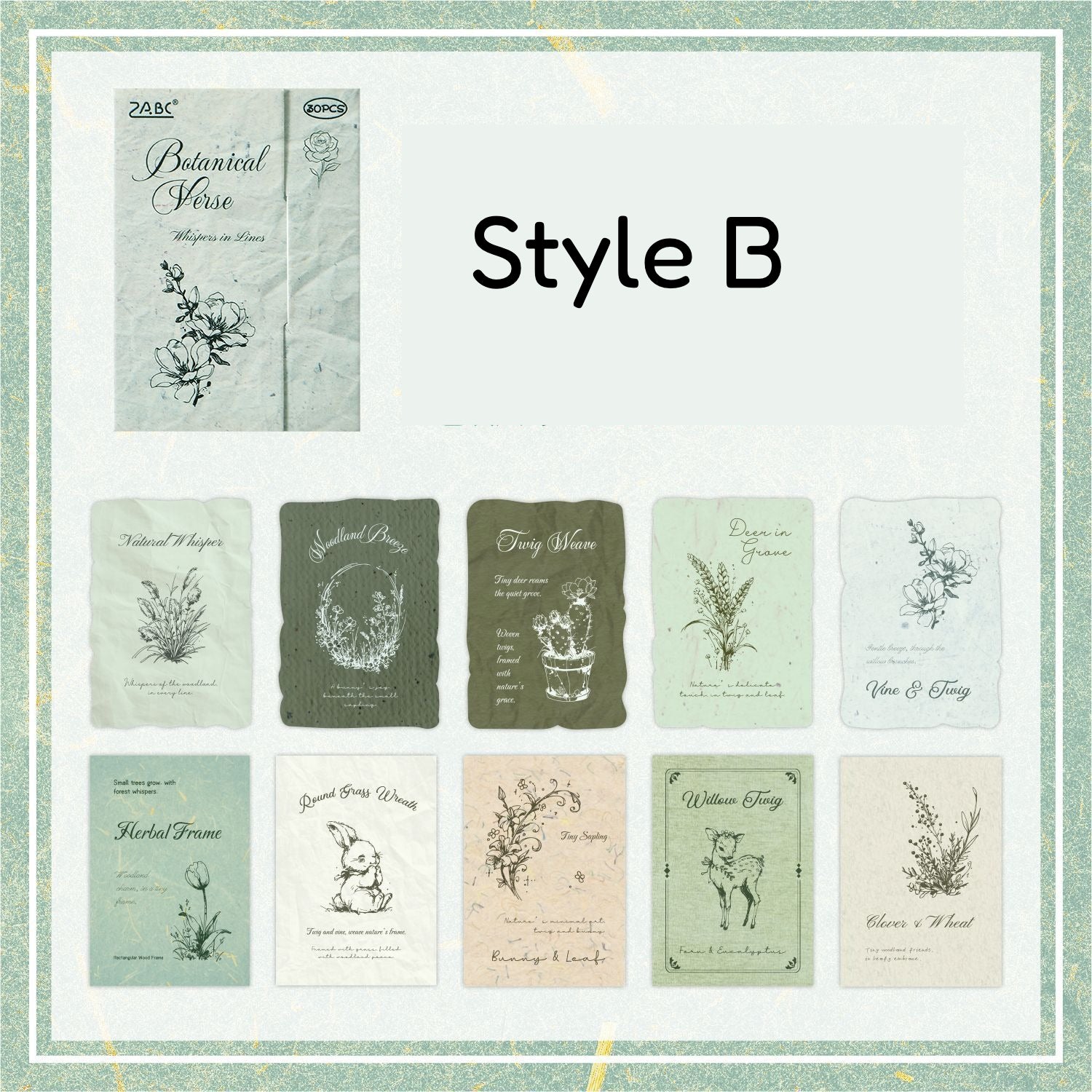 Dual-material sticker pack with soft text and line art pieces