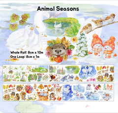 Charming XINTIAN PET tape showcasing illustrated people and cute animals in everyday scenes, ideal for creative journaling.