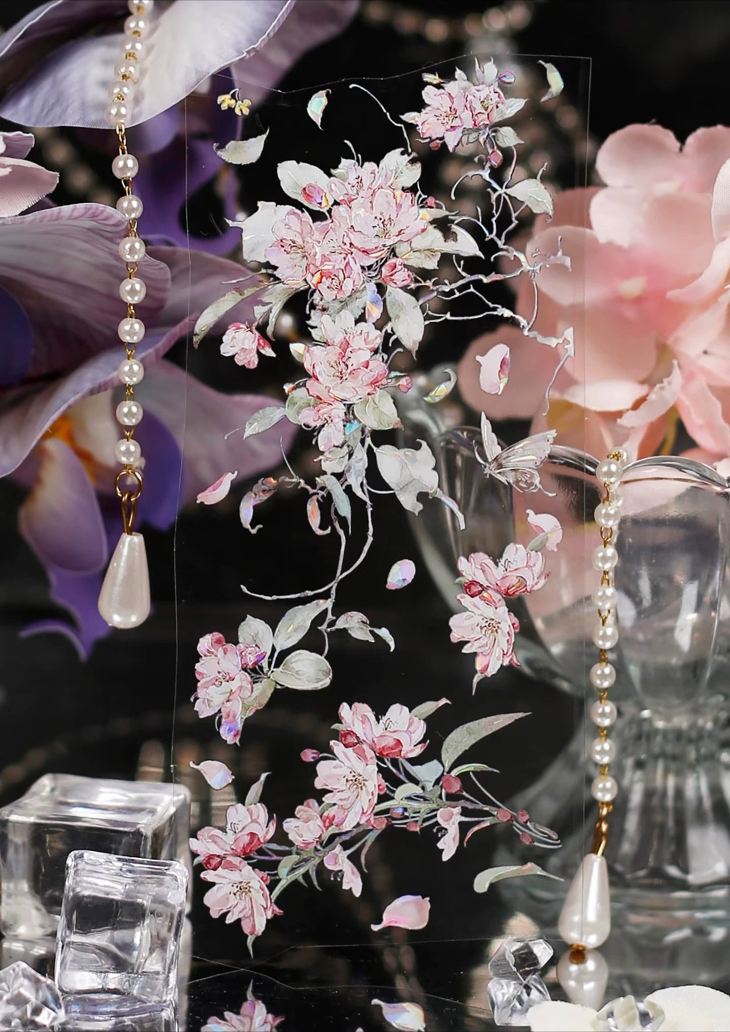Silent Falling Blossoms floral decorative tape design