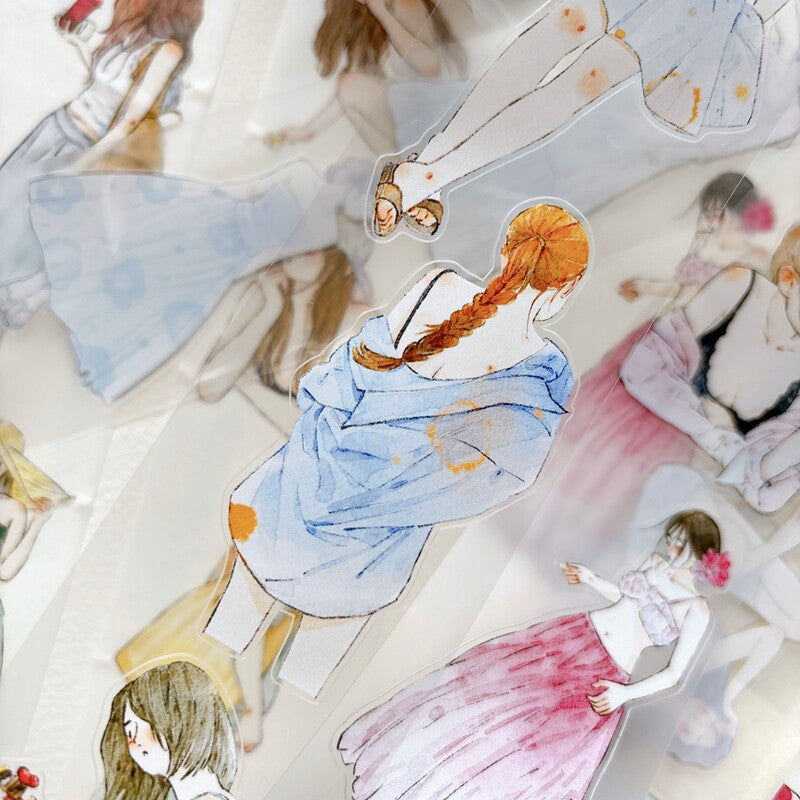 Illustrated girl in a strapless summer dress