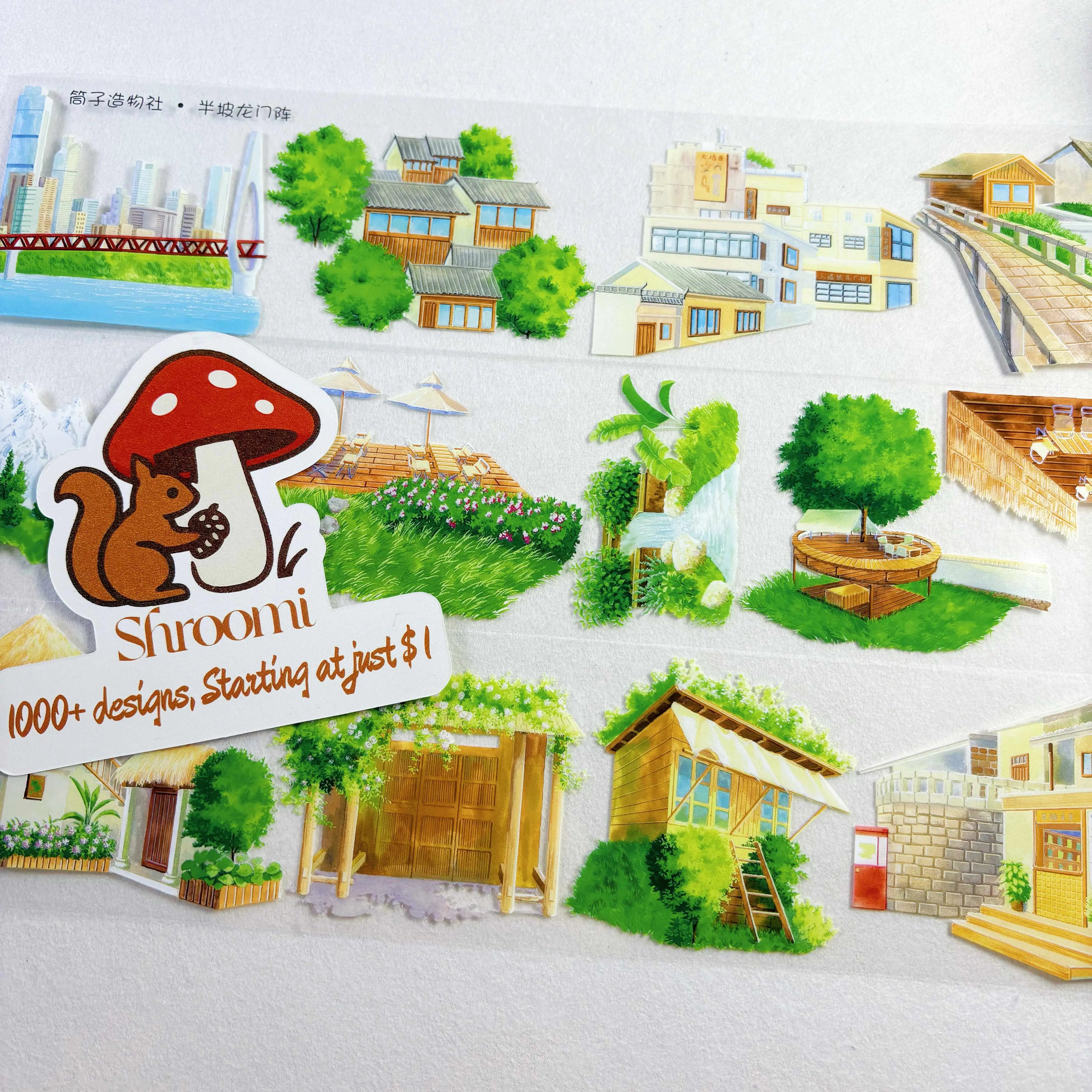 Corners of the City - Buildings, Roadside Shops, Pavement Corners of the City PET Tape | Japanese Anime Style Scenery
