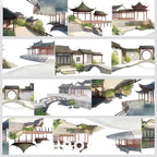 Classic Oriental Garden PET Tape Traditional Oriental Garden PET Tape | Ancient Architecture Washi Tape | Zen Courtyard Decorative Tape