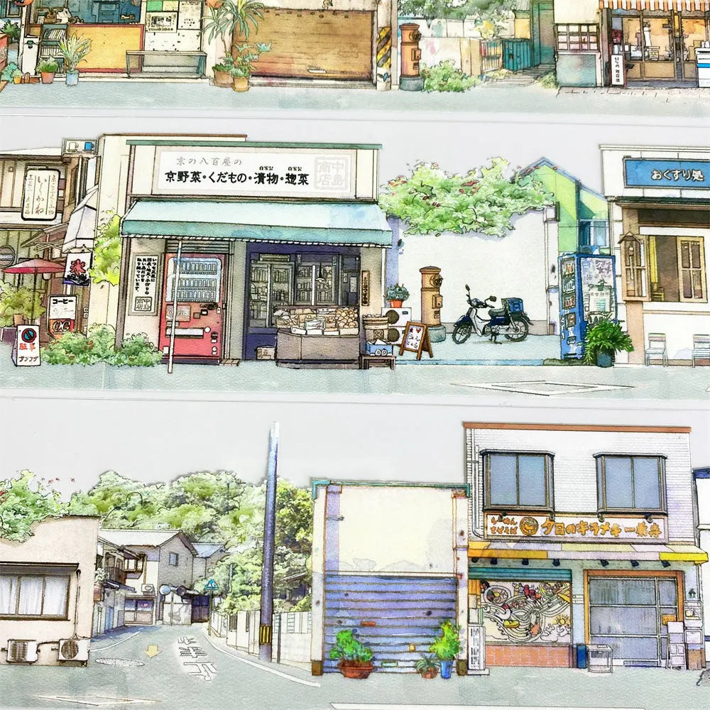 Japanese Street PET Tape - 2 Styles Japanese Street PET Tape – Retro Town & Daily Life Scenery | Shroomi