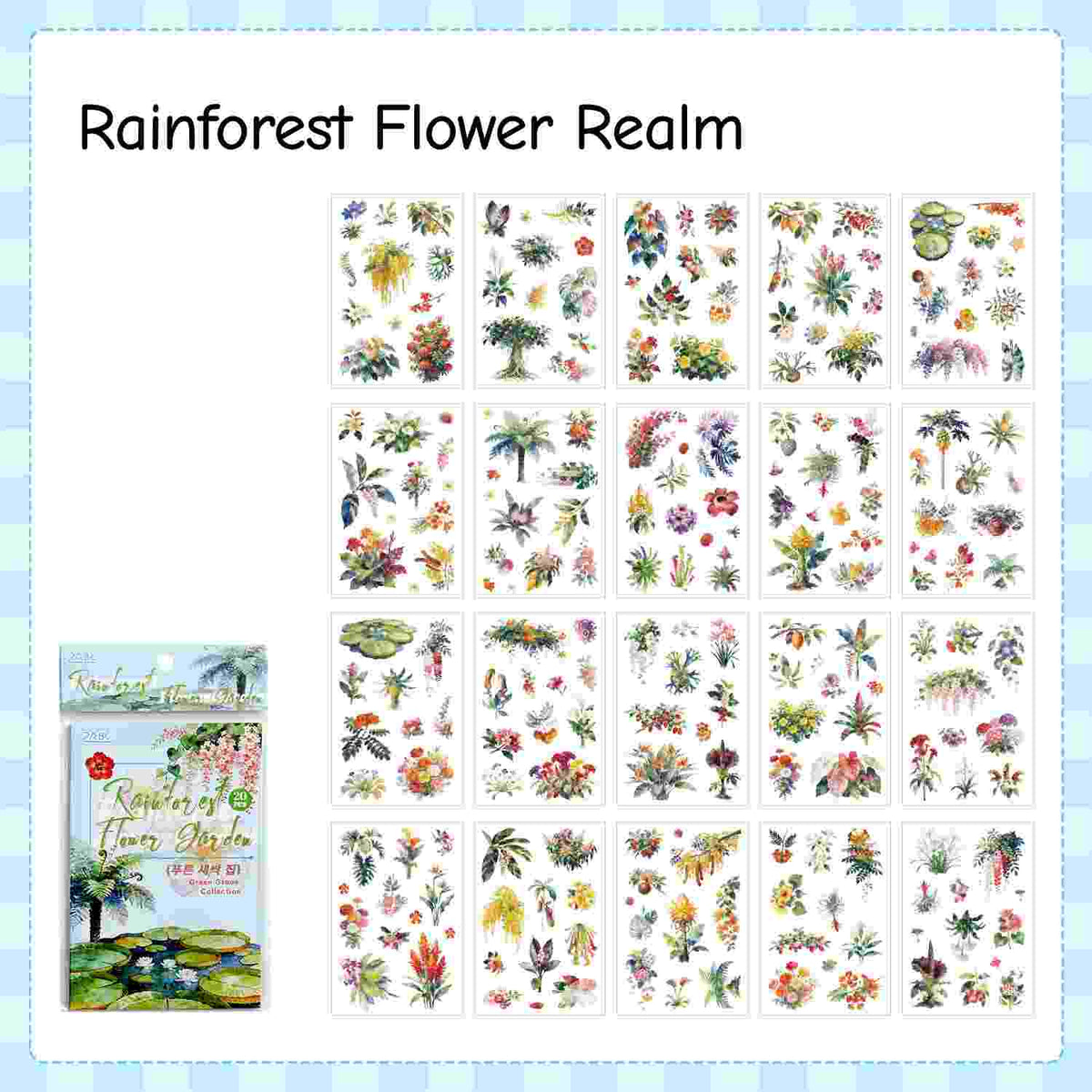 Sticker sheet of potted plants and garden florals