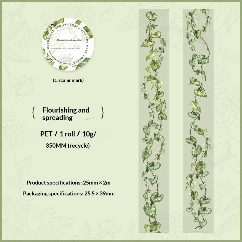 Gartenweg-Zaun Washi Tape - Künstlerische Rankenleiter-Szene | PET Journal Dekorationsrolle