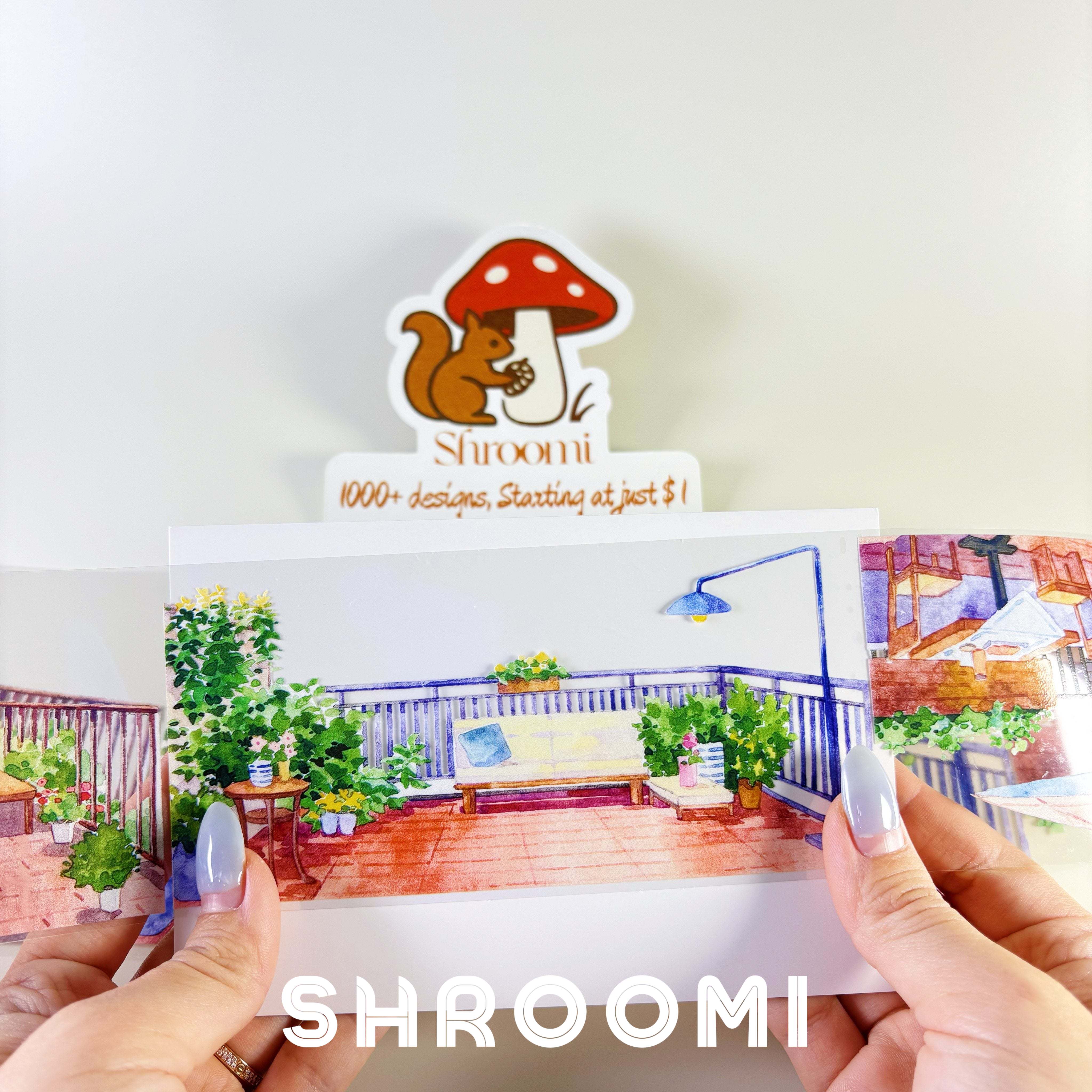 Rooftop Garden PET Tape Sunny Terrace Cafe PET Tape | Cozy Outdoor Garden Washi Tape | Balcony Life Decorative Tape