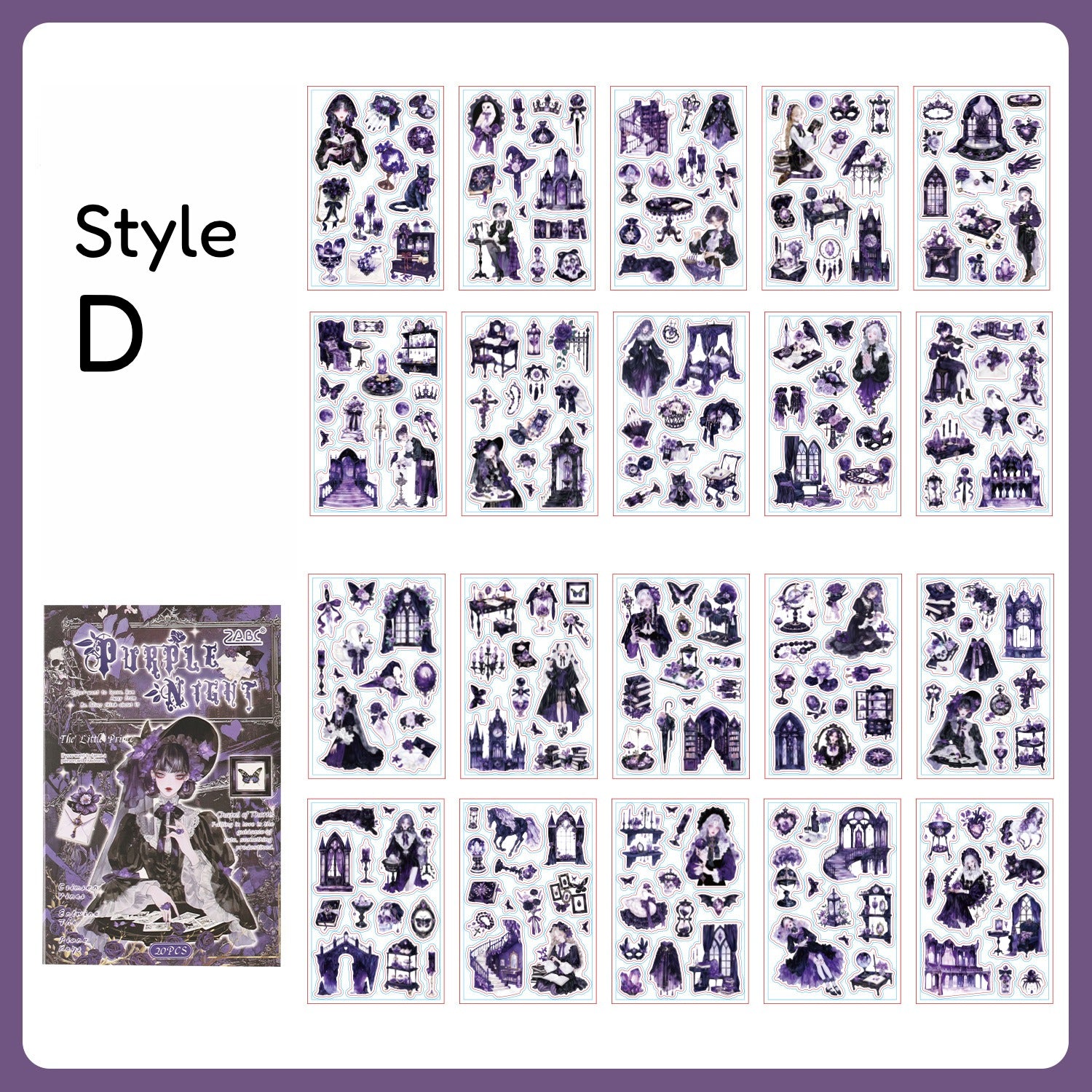 Thorn Chapel gothic PET sticker book with chapel windows, doorways, dark characters, skulls, and candles - image 8