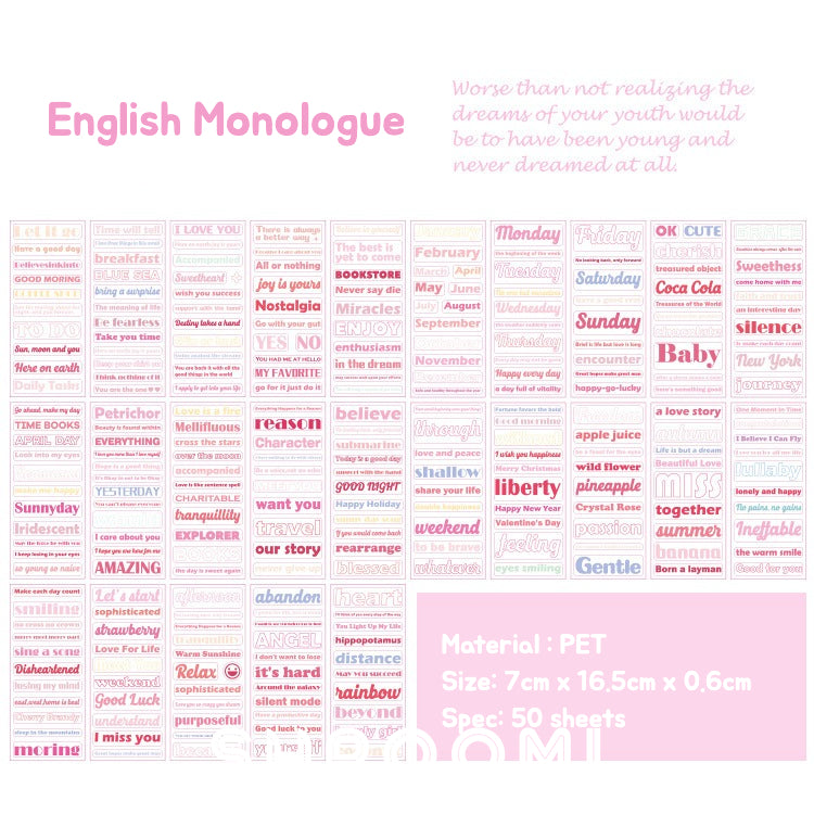 Notes & Quotes PET Sticker Collection