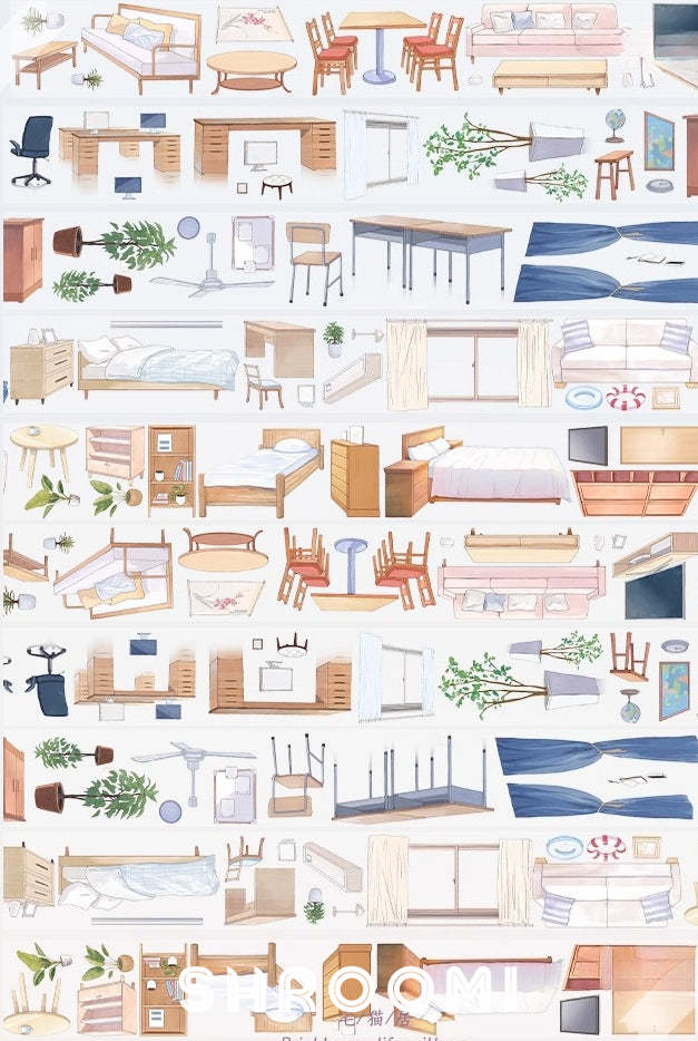 Modern Furniture 3 PET Tape: Shroomi comprehensive furniture sticker assortment