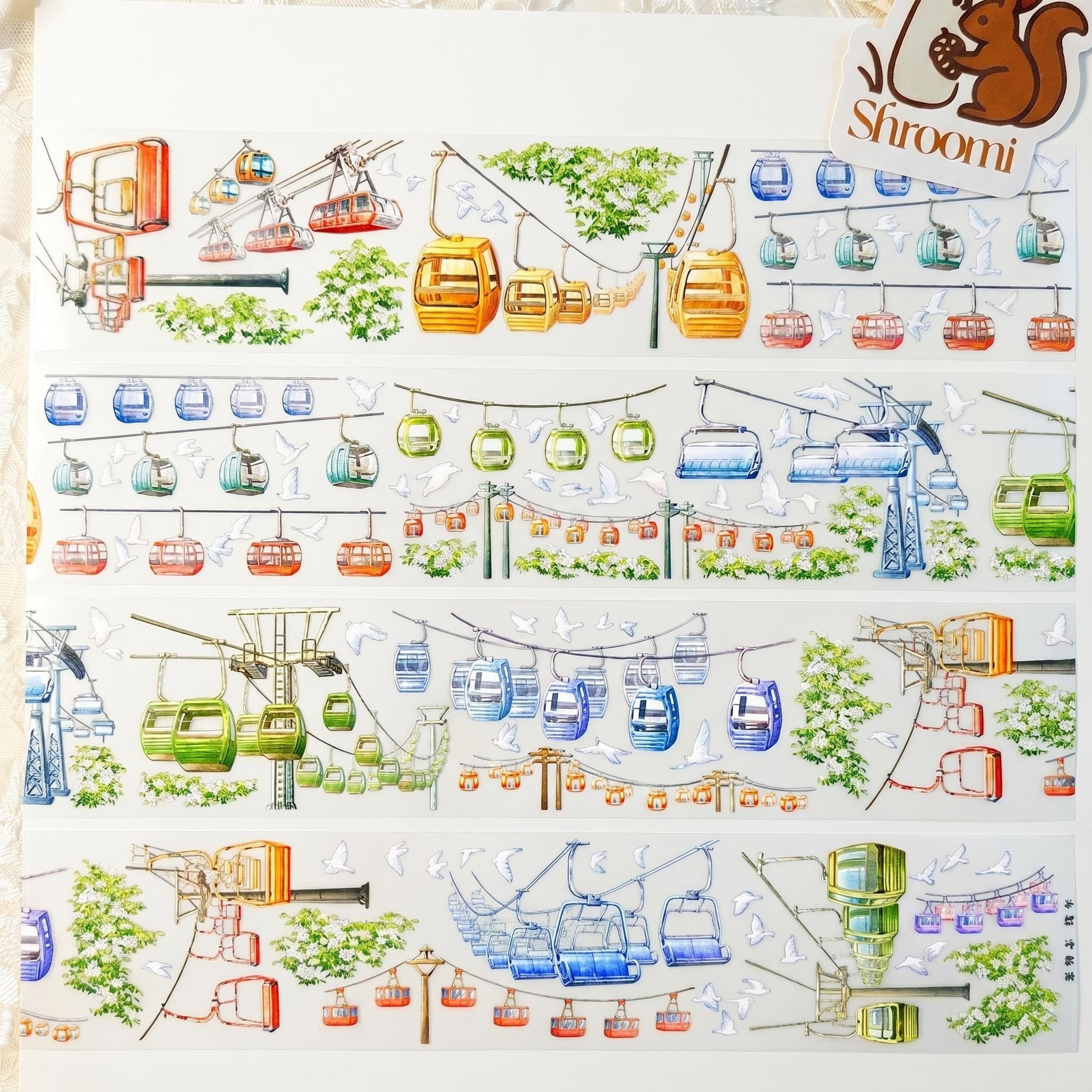 Colorful Cable Car PET Tape