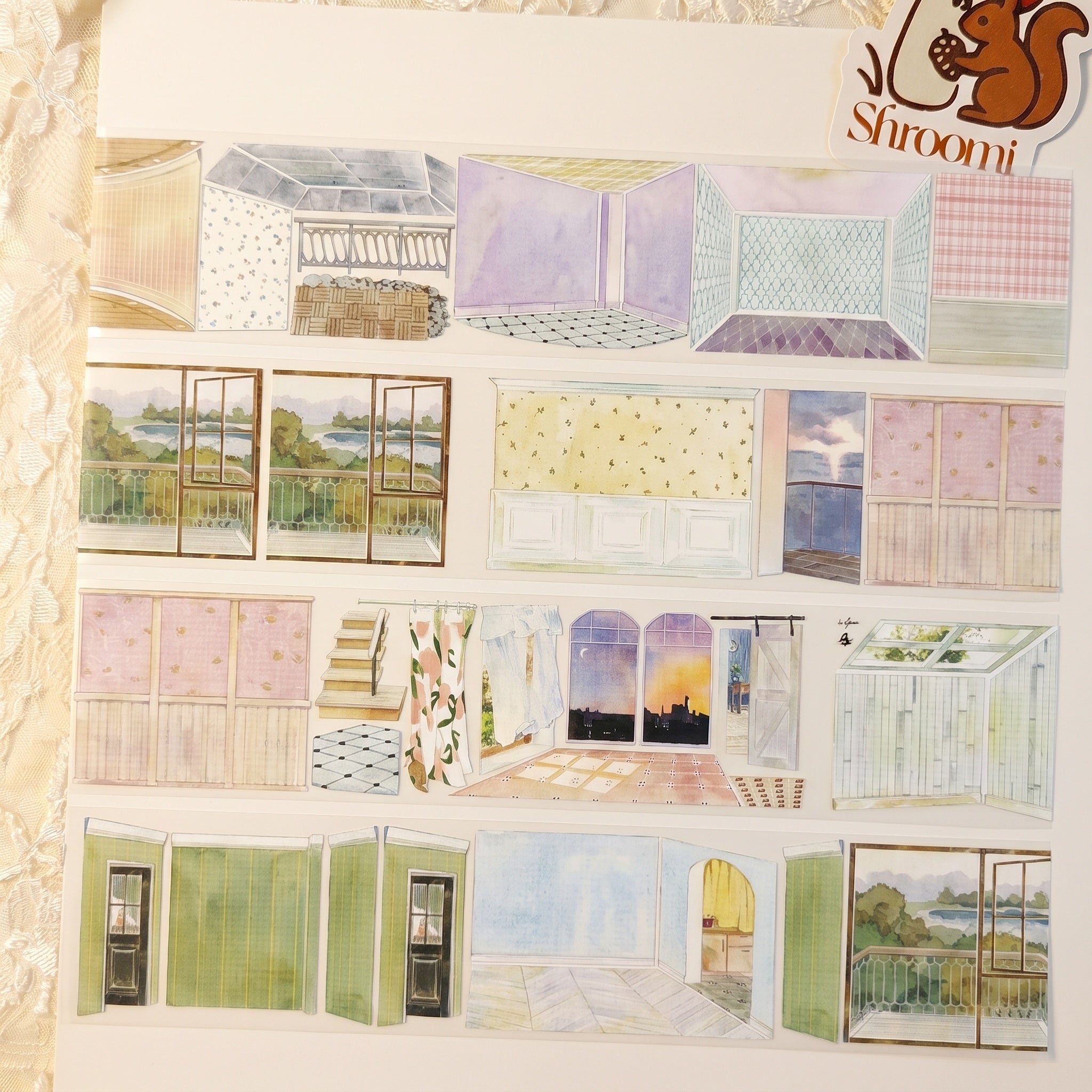 Pastel Wall & Window Background Washi Tape