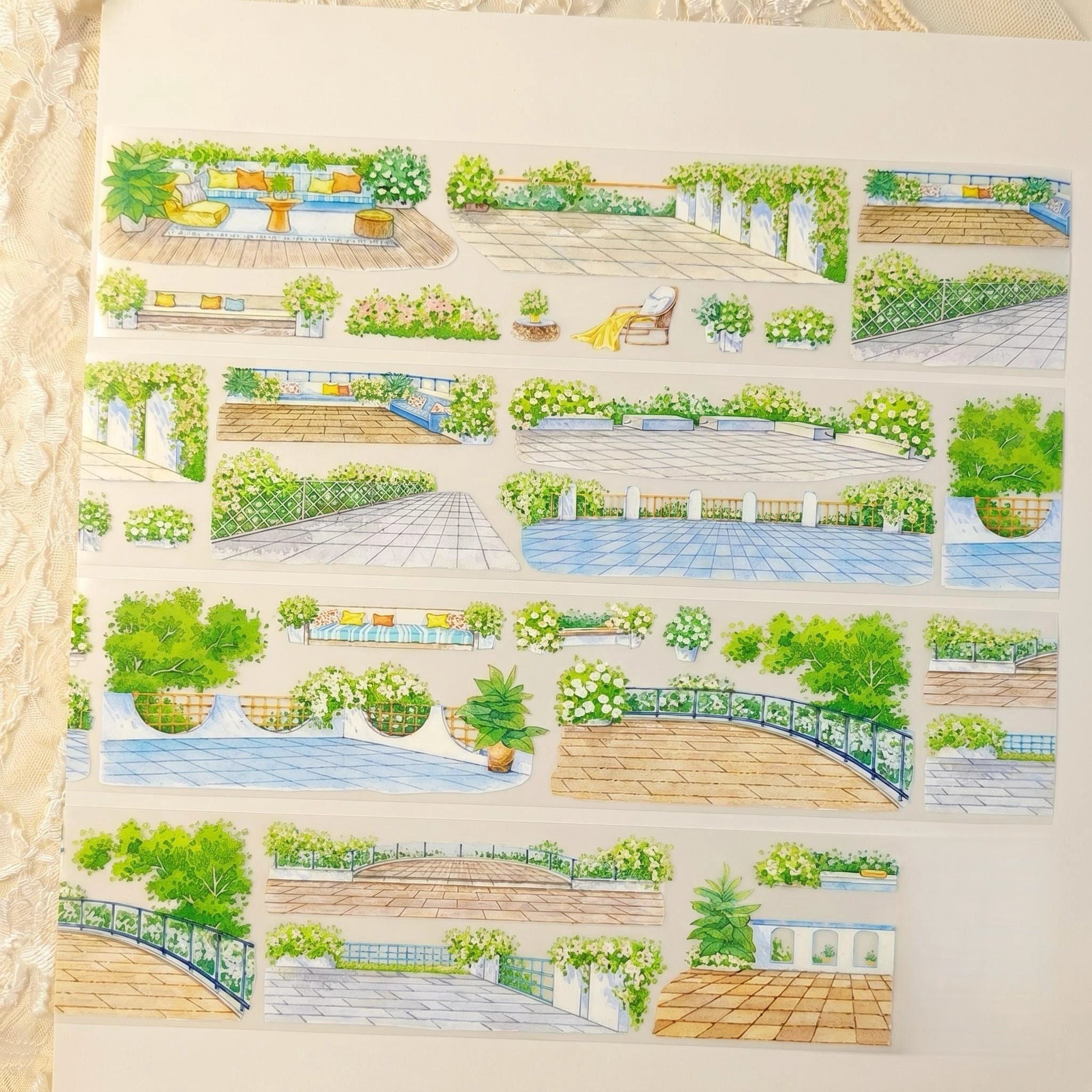 Sunny Rooftop Garden Terrace PET Tape