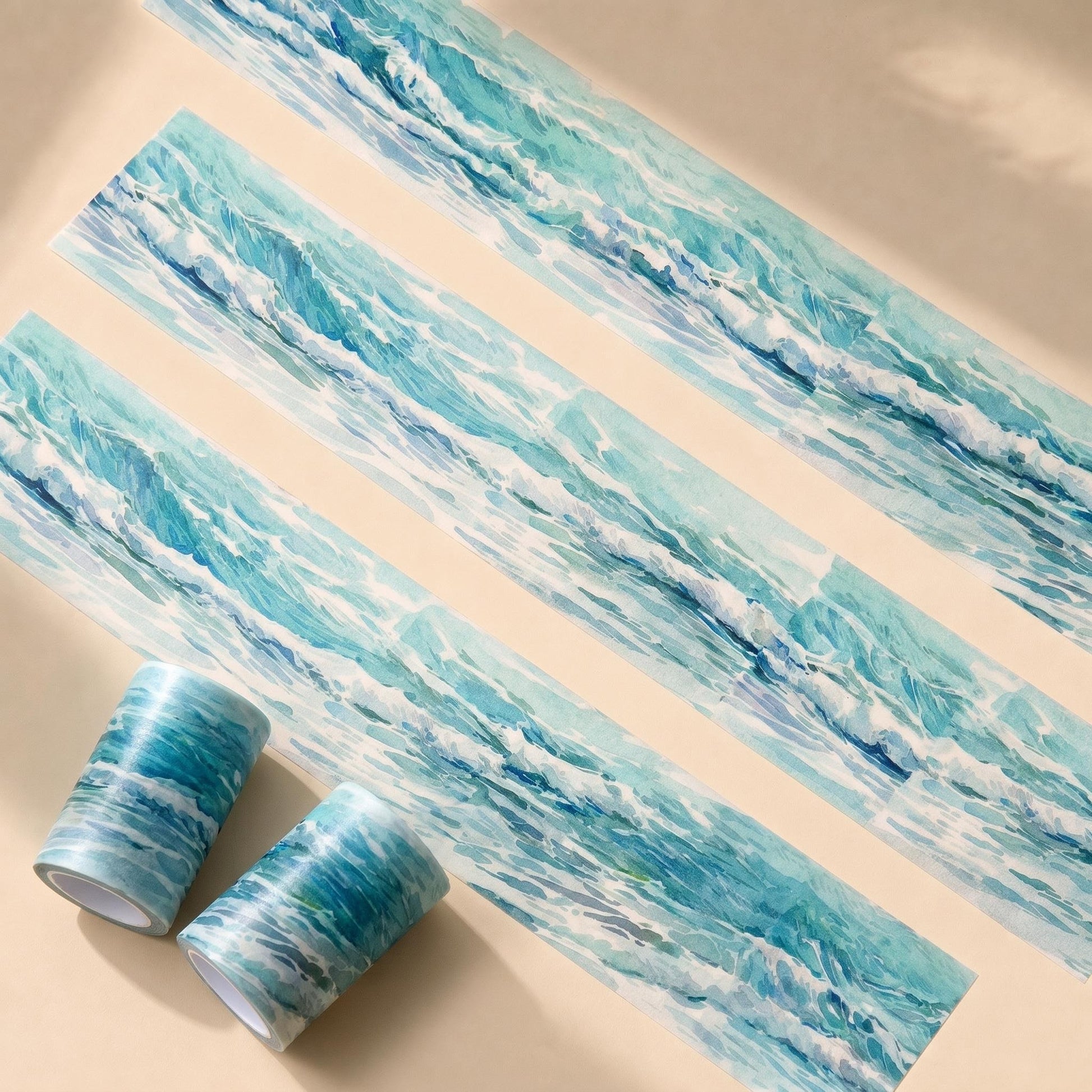 Summer scene-building decorative tape with terraces, corridors, windows, railings, ocean waves, and coastal lookout designs - image 8