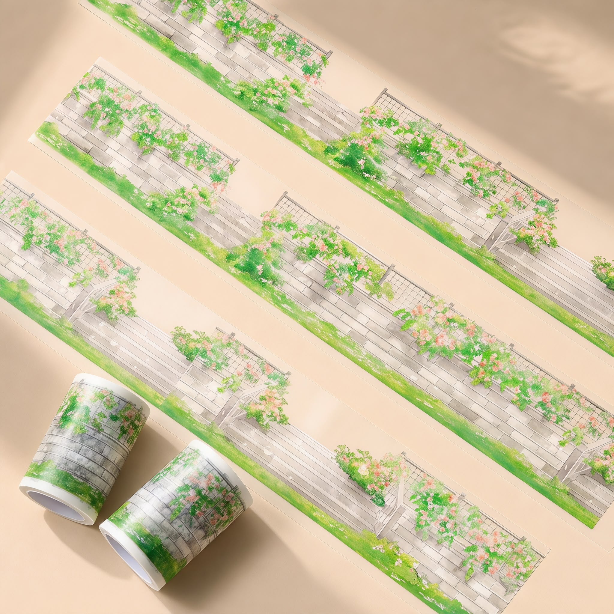 Summer scene-building decorative tape with terraces, corridors, windows, railings, ocean waves, and coastal lookout designs - image 6