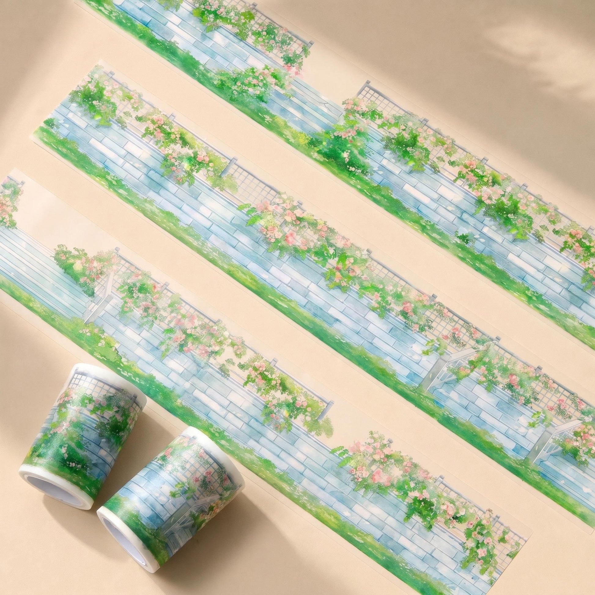 Summer scene-building decorative tape with terraces, corridors, windows, railings, ocean waves, and coastal lookout designs - image 7